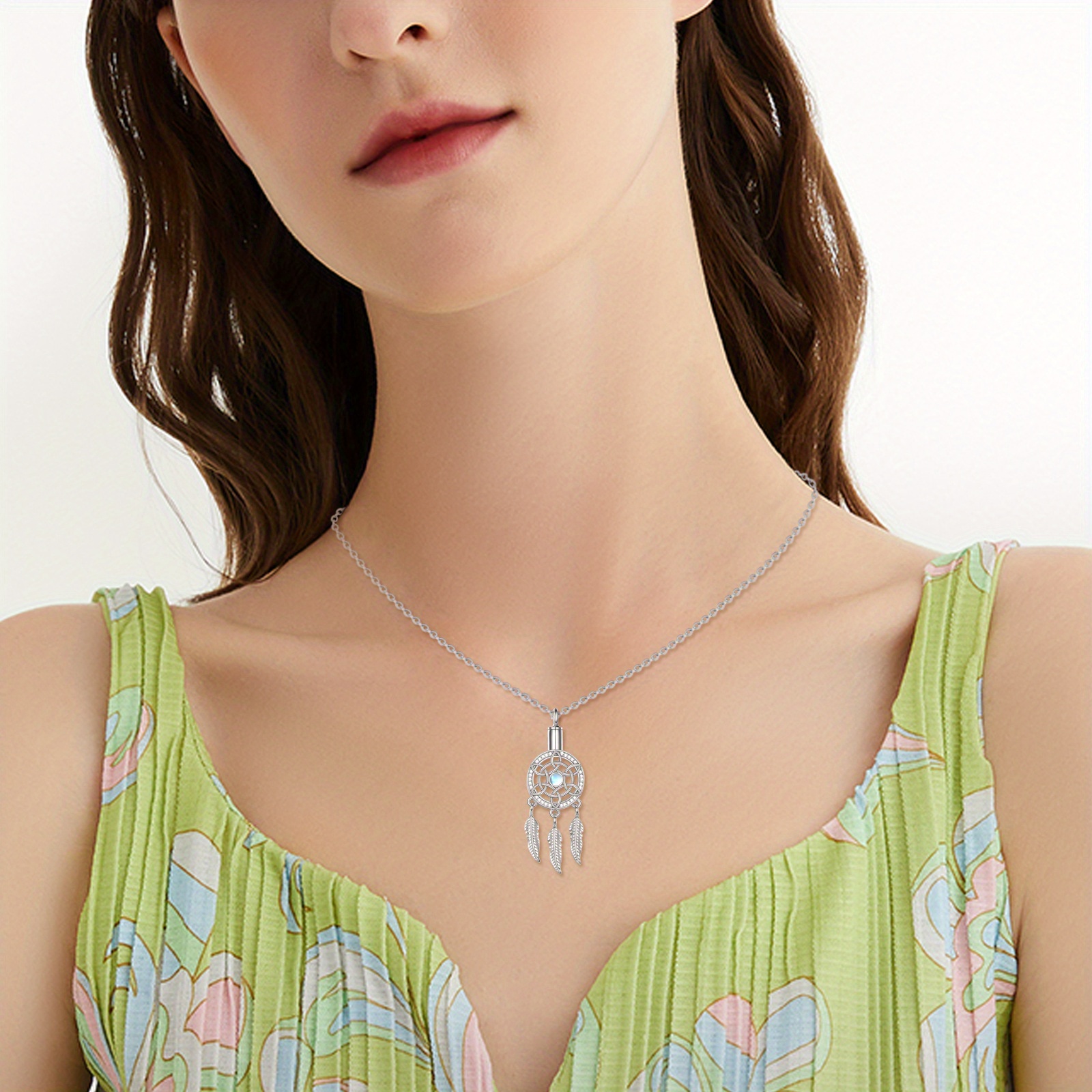 Dream Catcher Urn Necklace with Moonstone